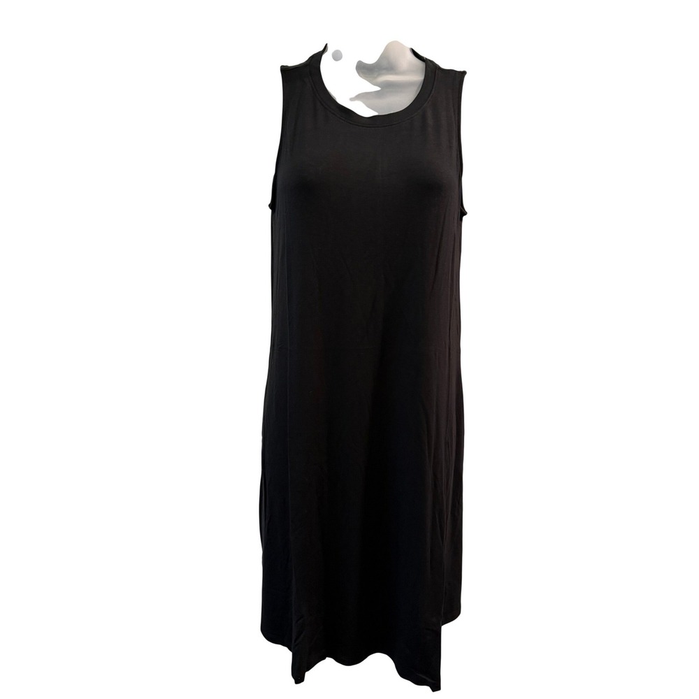 NWT Time and Tru Womens Sleeveless Knit Swing Dress Black Soot Small 4-6 LBD